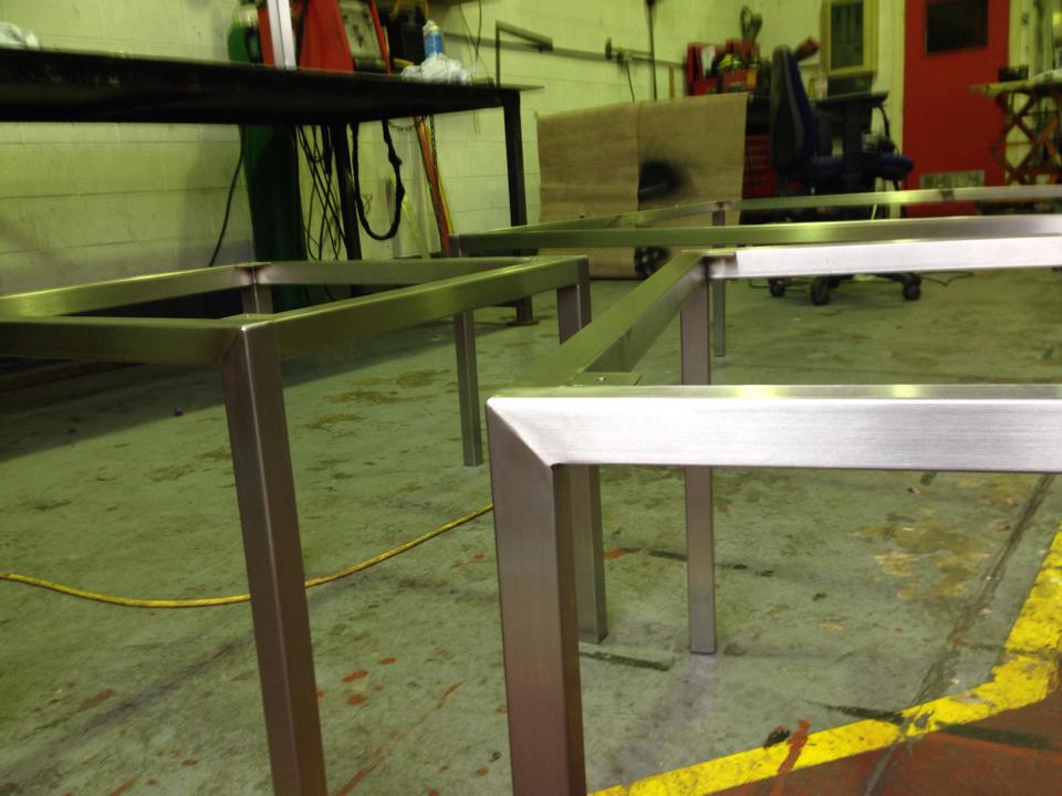 Stainless steel tables for hotel receiption